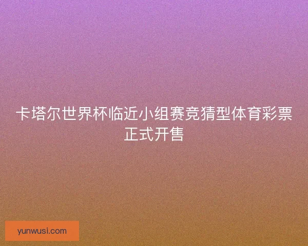 卡塔尔世界杯临近小组赛竞猜型体育彩票正式开售